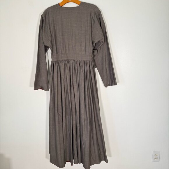 Eskandar Grey Plaid Wool Maxi Dress Long Sleeve Modest Long Sleeve Sz 1 = US 10 - Picture 2 of 12